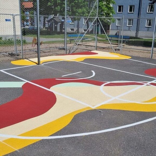 basketplan dekorativ asfaltsmalning